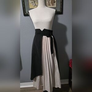 Chic Japanese Asymmetrical Black and Cream Skirt
